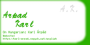 arpad karl business card